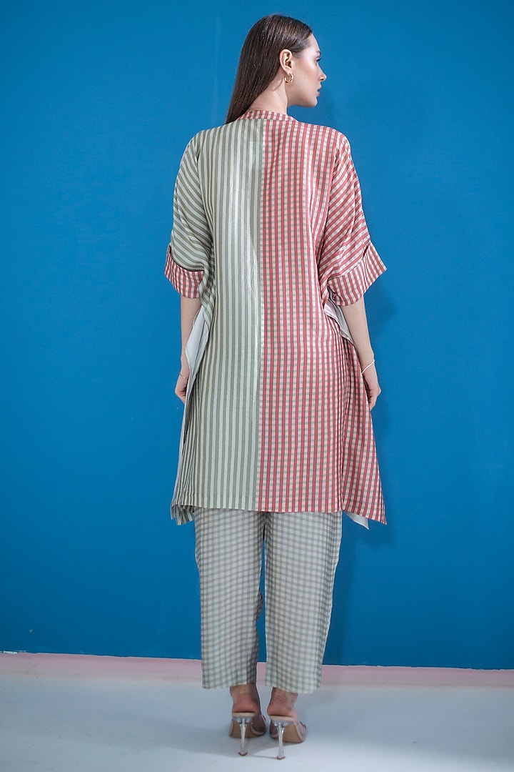 Multi-Colored Dupion Silk Printed Kaftan Set by CLOS at Pernia's Pop Up Shop
