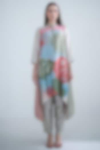 Multi-Colored Dupion Silk Printed Kaftan Set by CLOS at Pernia's Pop Up Shop