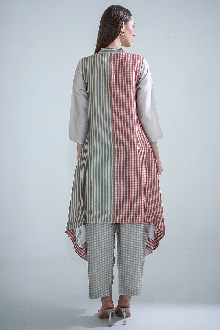 Multi-Colored Dupion Silk Printed Kaftan Set by CLOS at Pernia's Pop Up Shop