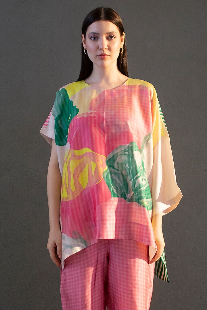 Multi-Colored Dupion Silk Printed Kurta Set by CLOS at Pernia's Pop Up Shop
