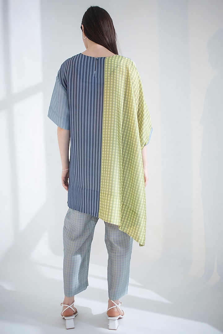 Grey & Yellow Dupion Silk Printed Co-Ord Set by CLOS at Pernia's Pop Up Shop
