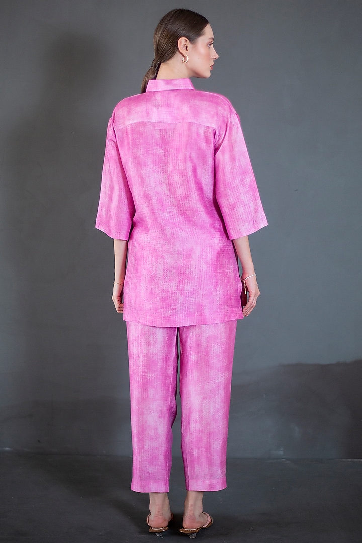 Light Pink Dupion Silk Printed Co-Ord Set by CLOS at Pernia's Pop Up Shop