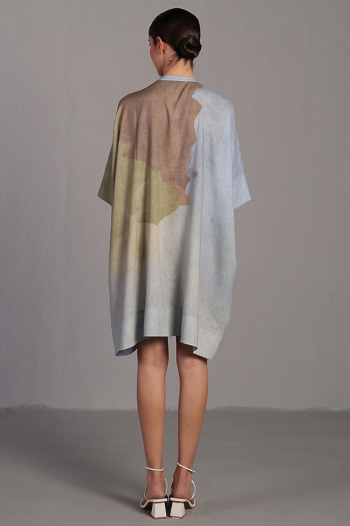 Pastel Blue & Green Korean Linen Balloon Summer Dress by CLOS at Pernia's Pop Up Shop