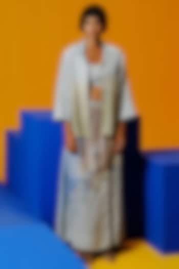 Pastel Blue & Green Korean Linen Long Skirt Set by CLOS at Pernia's Pop Up Shop