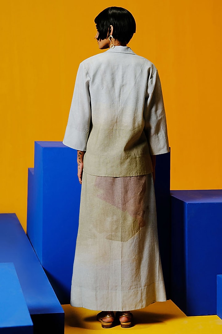 Pastel Blue & Green Korean Linen Long Skirt Set by CLOS at Pernia's Pop Up Shop