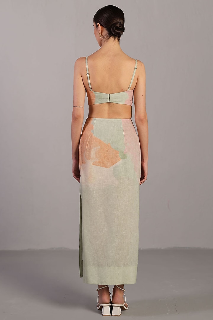 Soft Pink & Pastel Green Korean Linen Strappy Vacation Dress by CLOS at Pernia's Pop Up Shop