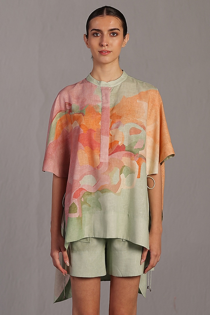 Soft Pink & Pastel Green Korean Linen Co-Ord Set by CLOS at Pernia's Pop Up Shop