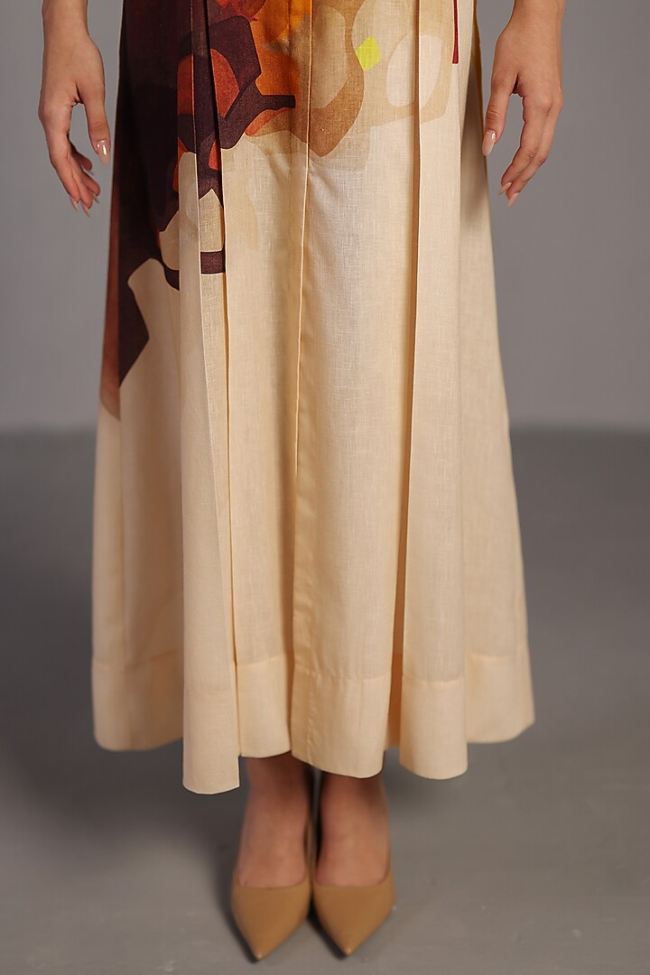Ochre & Brown Korean Linen Pleated Maxi Summer Dress by CLOS at Pernia's Pop Up Shop