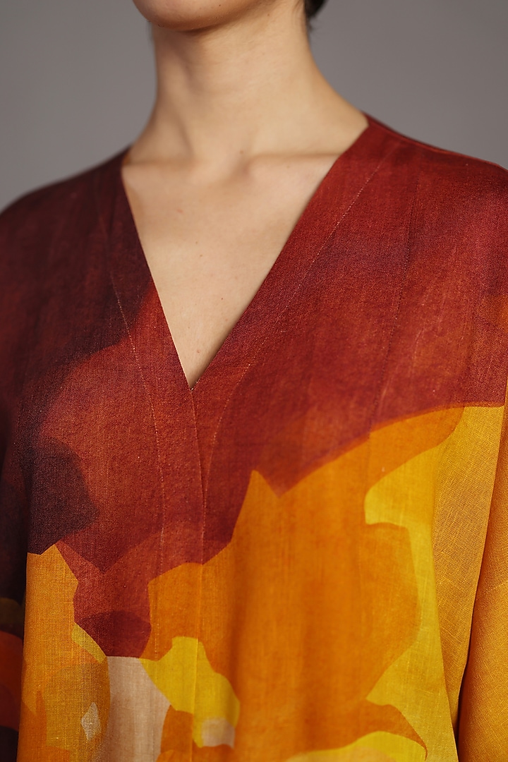 Ochre & Brown Korean Linen Pleated Maxi Summer Dress by CLOS at Pernia's Pop Up Shop