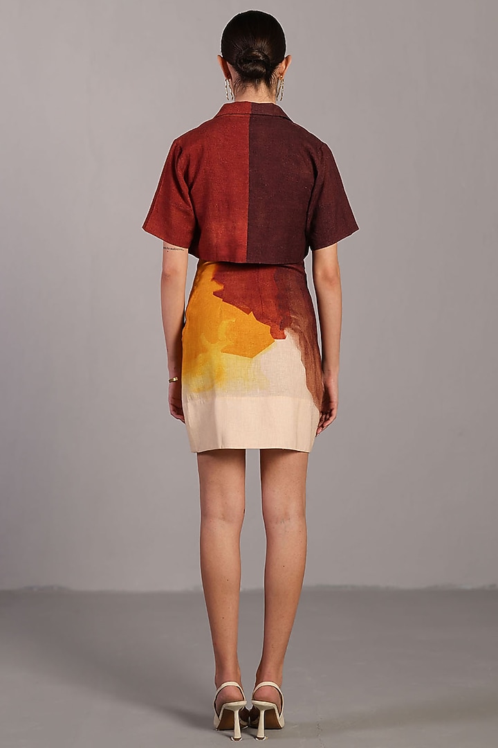 Ochre & Brown Korean Linen Short Jacket Vacation Dress by CLOS at Pernia's Pop Up Shop