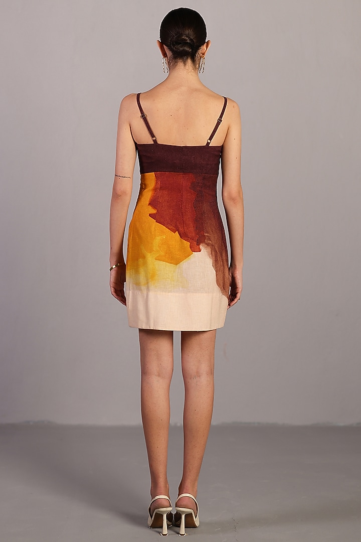 Ochre & Brown Korean Linen Mini Summer Dress by CLOS at Pernia's Pop Up Shop