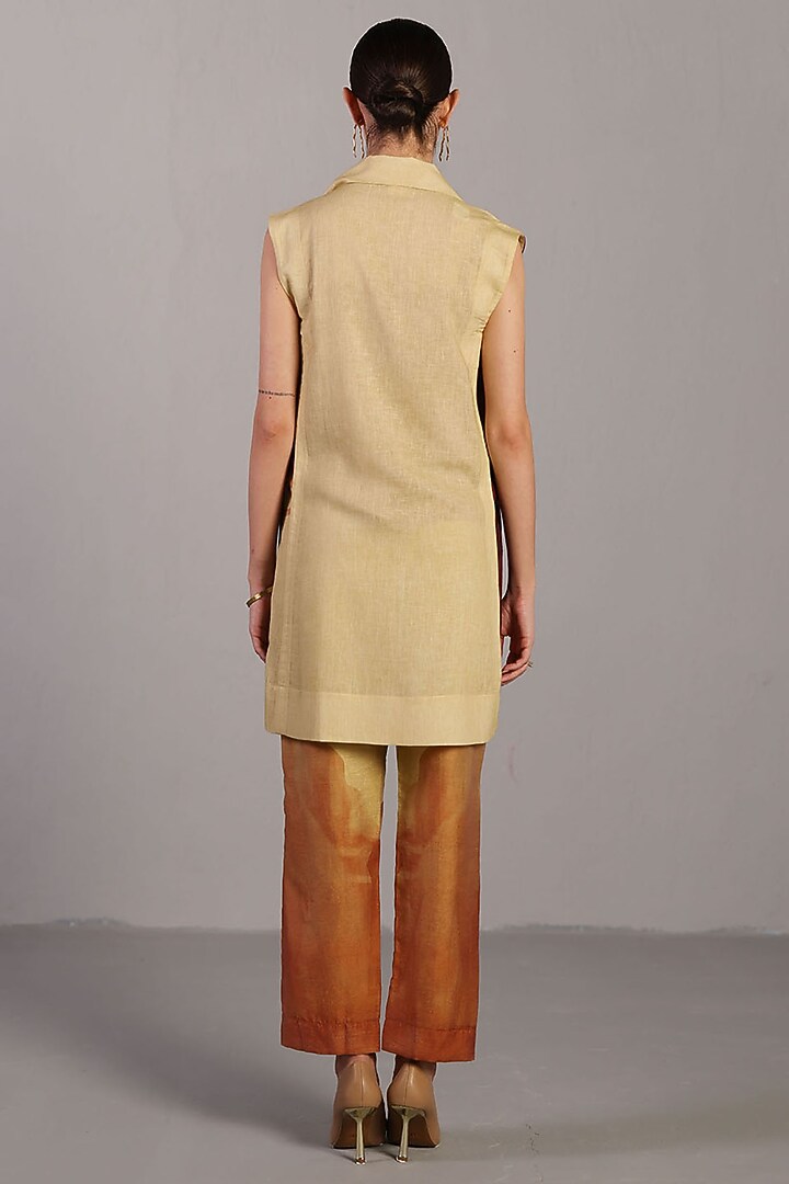 Wine & Cream Korean Linen Jacket Set by CLOS at Pernia's Pop Up Shop