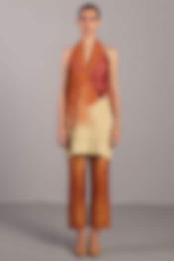 Wine & Cream Korean Linen Halter Jacket Set by CLOS at Pernia's Pop Up Shop