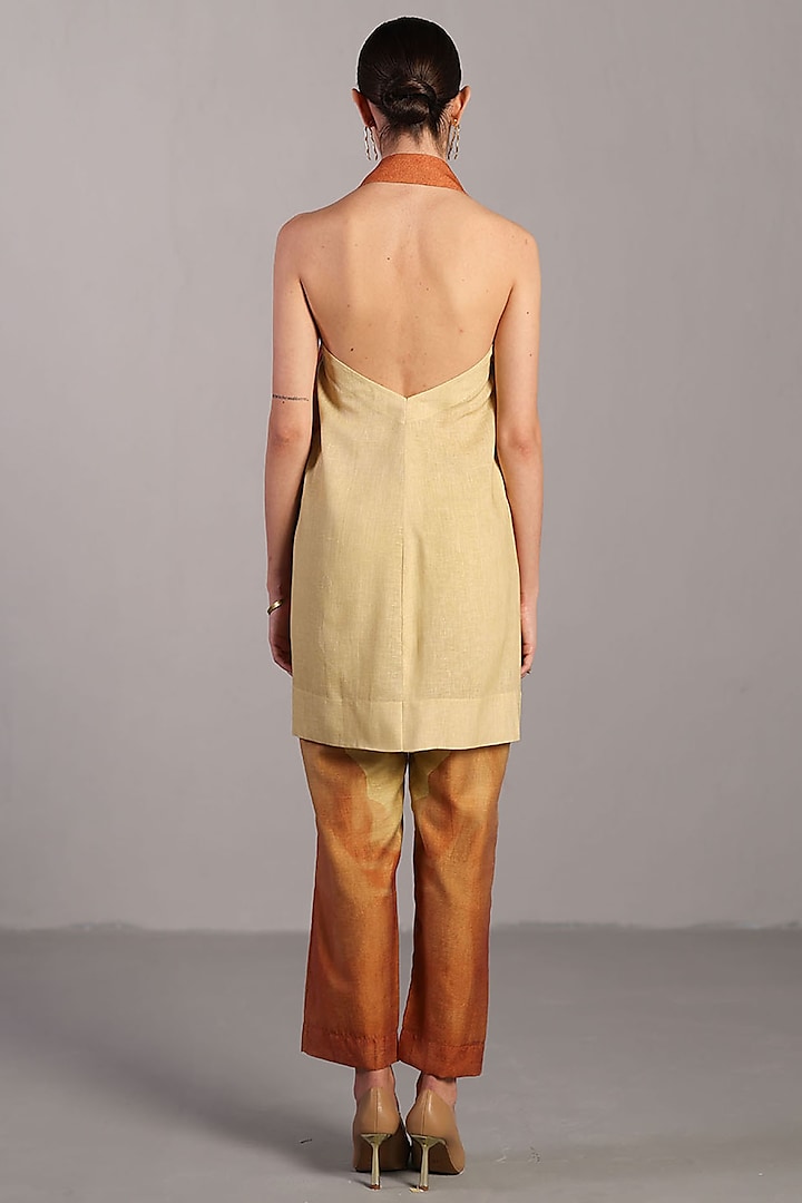 Wine & Cream Korean Linen Halter Jacket Set by CLOS at Pernia's Pop Up Shop
