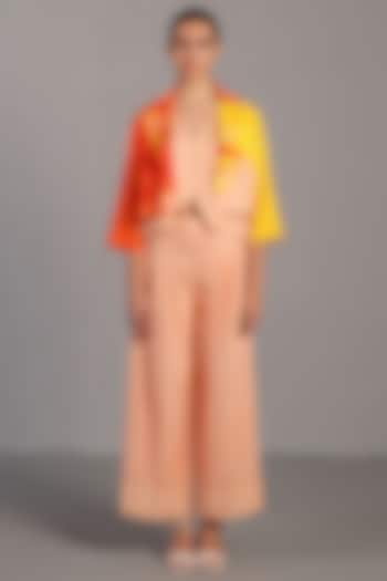 Bright Orange & Yellow Korean Linen Short Jacket Set by CLOS at Pernia's Pop Up Shop