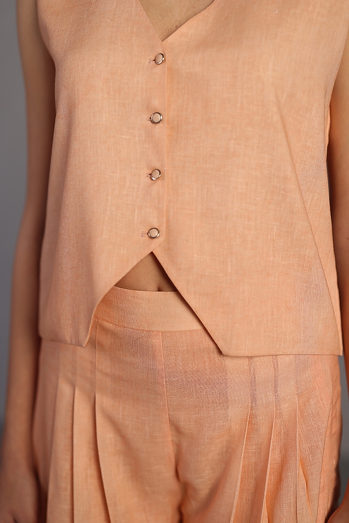 Bright Orange & Yellow Korean Linen Short Jacket Set by CLOS at Pernia's Pop Up Shop