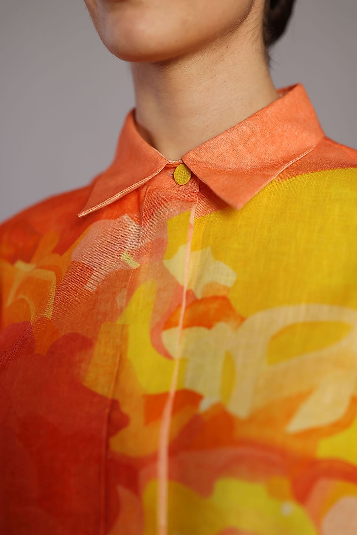 Bright Orange & Yellow Korean Linen Co-Ord Set by CLOS at Pernia's Pop Up Shop
