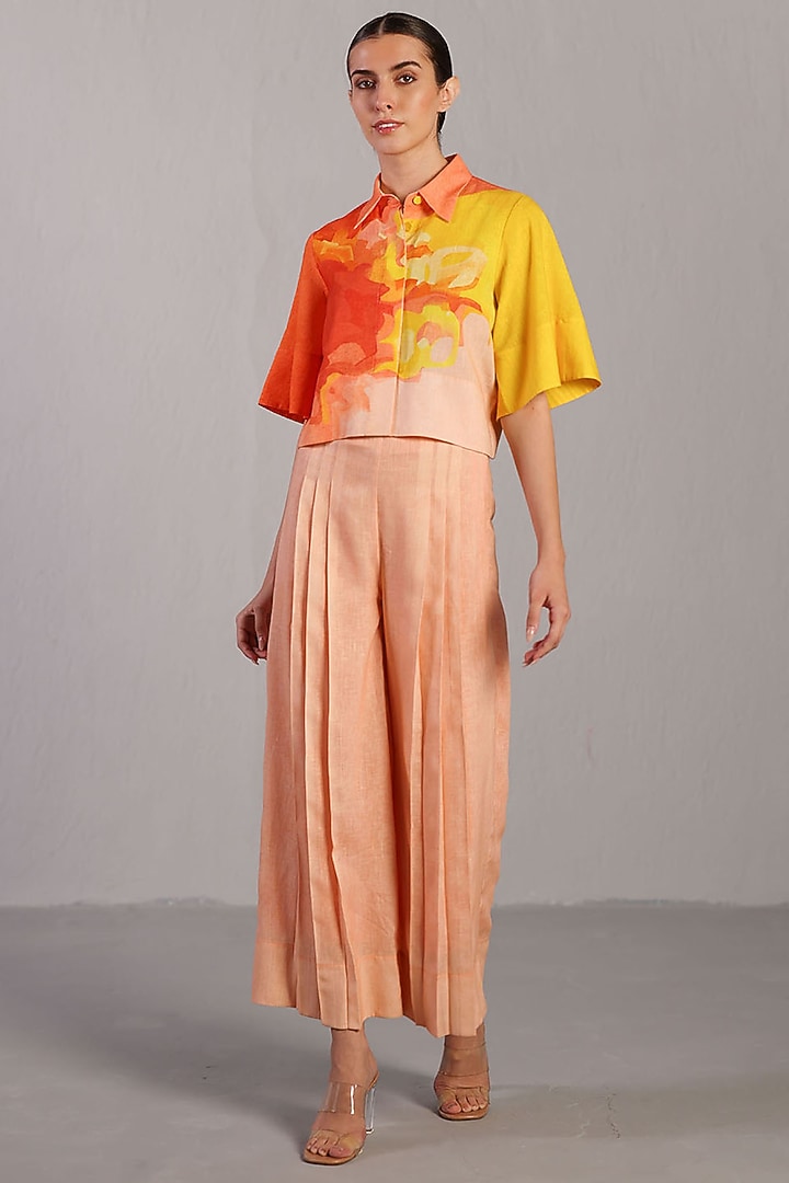 Bright Orange & Yellow Korean Linen Co-Ord Set by CLOS at Pernia's Pop Up Shop