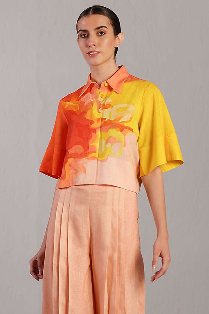 Bright Orange & Yellow Korean Linen Co-Ord Set by CLOS at Pernia's Pop Up Shop