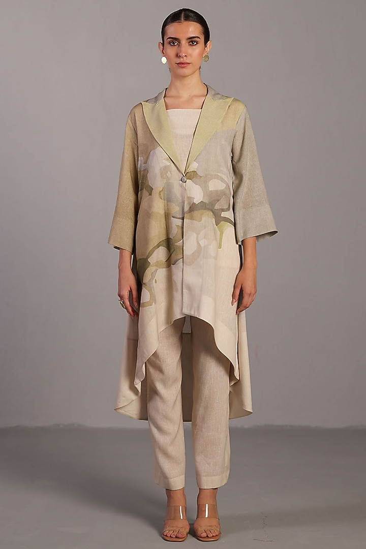 Moss Green Korean Linen Jacket Set by CLOS at Pernia's Pop Up Shop