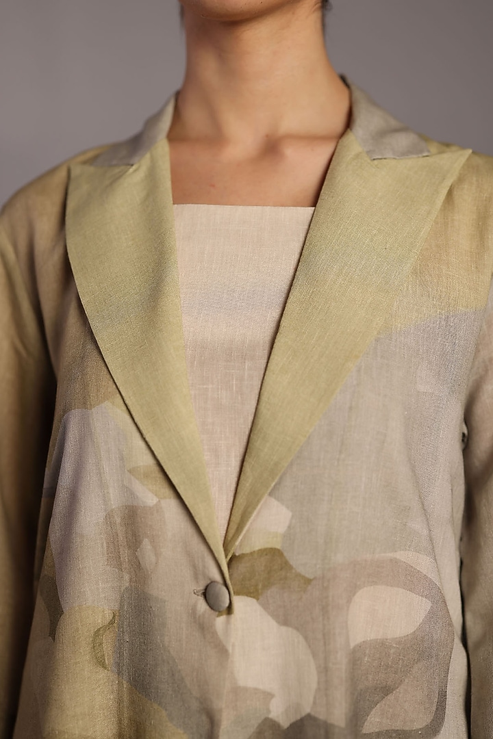 Moss Green Korean Linen Jacket Set by CLOS at Pernia's Pop Up Shop