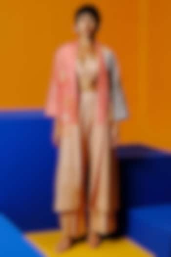 Peach & Grey Korean Linen Jacket Set by CLOS at Pernia's Pop Up Shop