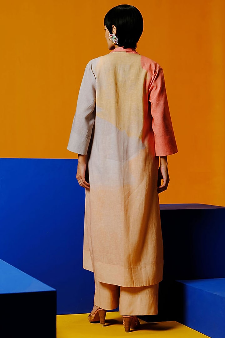 Peach & Grey Korean Linen Jacket Set by CLOS at Pernia's Pop Up Shop
