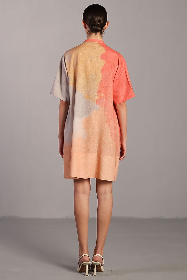 Peach & Grey Korean Linen Summer Dress by CLOS at Pernia's Pop Up Shop