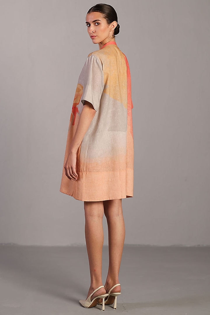 Peach & Grey Korean Linen Summer Dress by CLOS at Pernia's Pop Up Shop