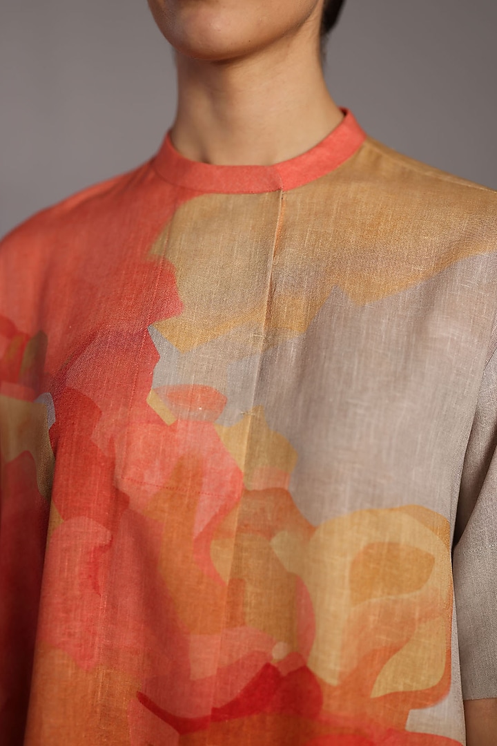 Peach & Grey Korean Linen Summer Dress by CLOS at Pernia's Pop Up Shop
