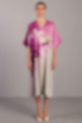 Beetroot Pink & Pastel Grey Korean Linen Summer Dress by CLOS at Pernia's Pop Up Shop