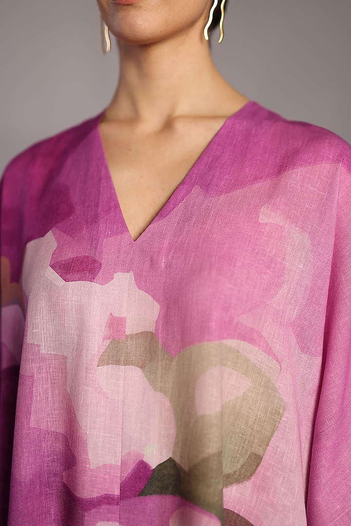 Beetroot Pink & Pastel Grey Korean Linen Summer Dress by CLOS at Pernia's Pop Up Shop