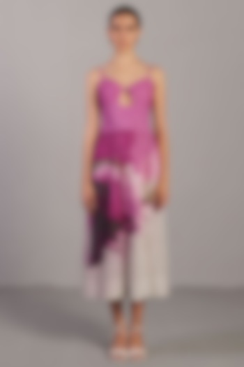 Beetroot Pink & Pastel Grey Korean Linen Vacation Dress by CLOS at Pernia's Pop Up Shop