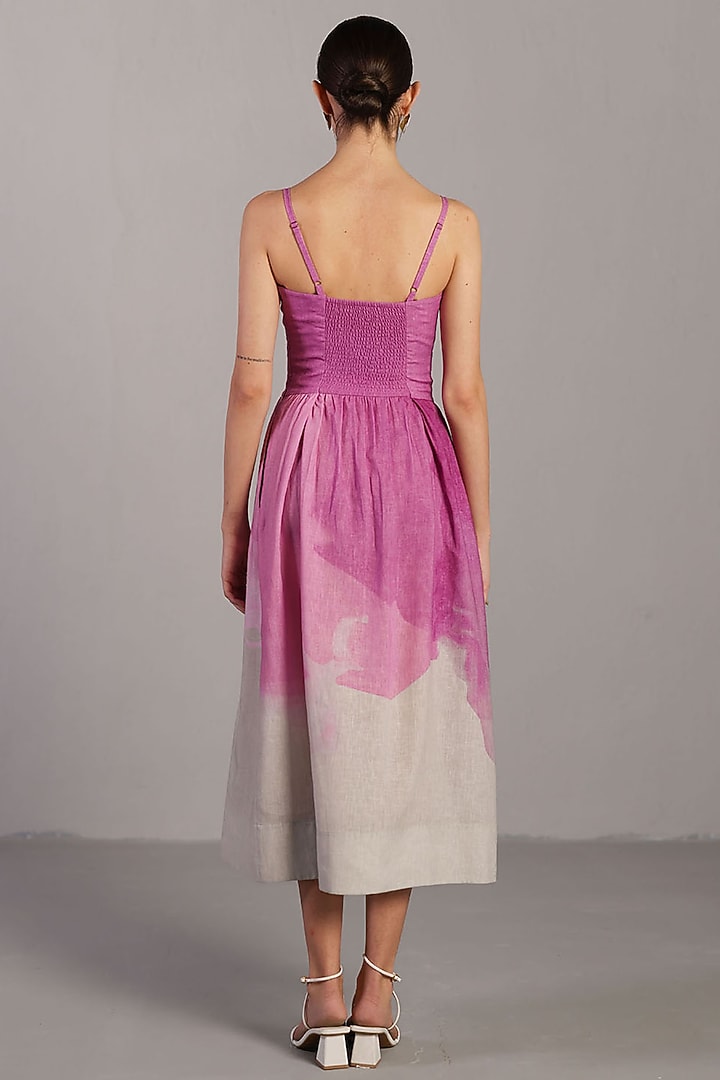 Beetroot Pink & Pastel Grey Korean Linen Vacation Dress by CLOS at Pernia's Pop Up Shop
