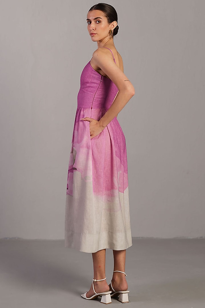 Beetroot Pink & Pastel Grey Korean Linen Vacation Dress by CLOS at Pernia's Pop Up Shop