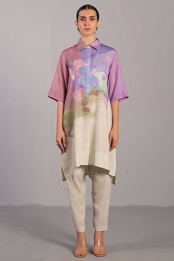Pastel Multi-Colored Korean Linen Kurta Set by CLOS at Pernia's Pop Up Shop
