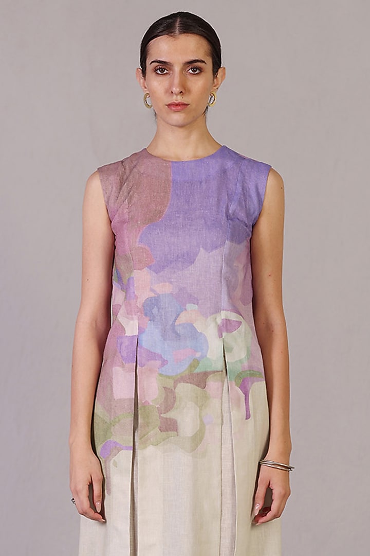 Pastel Multi-Colored Korean Linen Pleated Kurta Set by CLOS at Pernia's Pop Up Shop