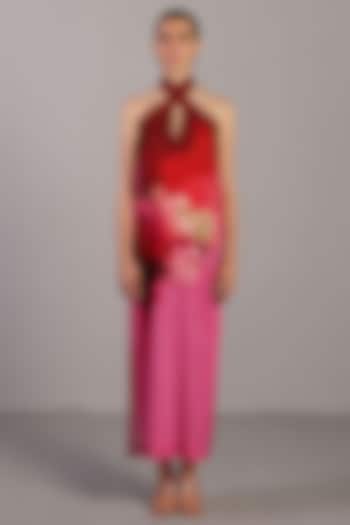 Fuchsia Pink Korean Linen Halter Maxi Summer Dress by CLOS at Pernia's Pop Up Shop