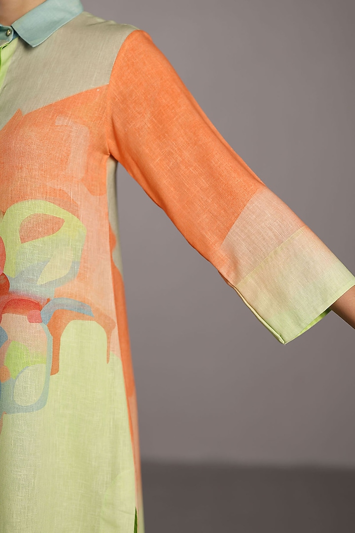 Multi-Colored Korean Linen Long Kurta Set by CLOS at Pernia's Pop Up Shop