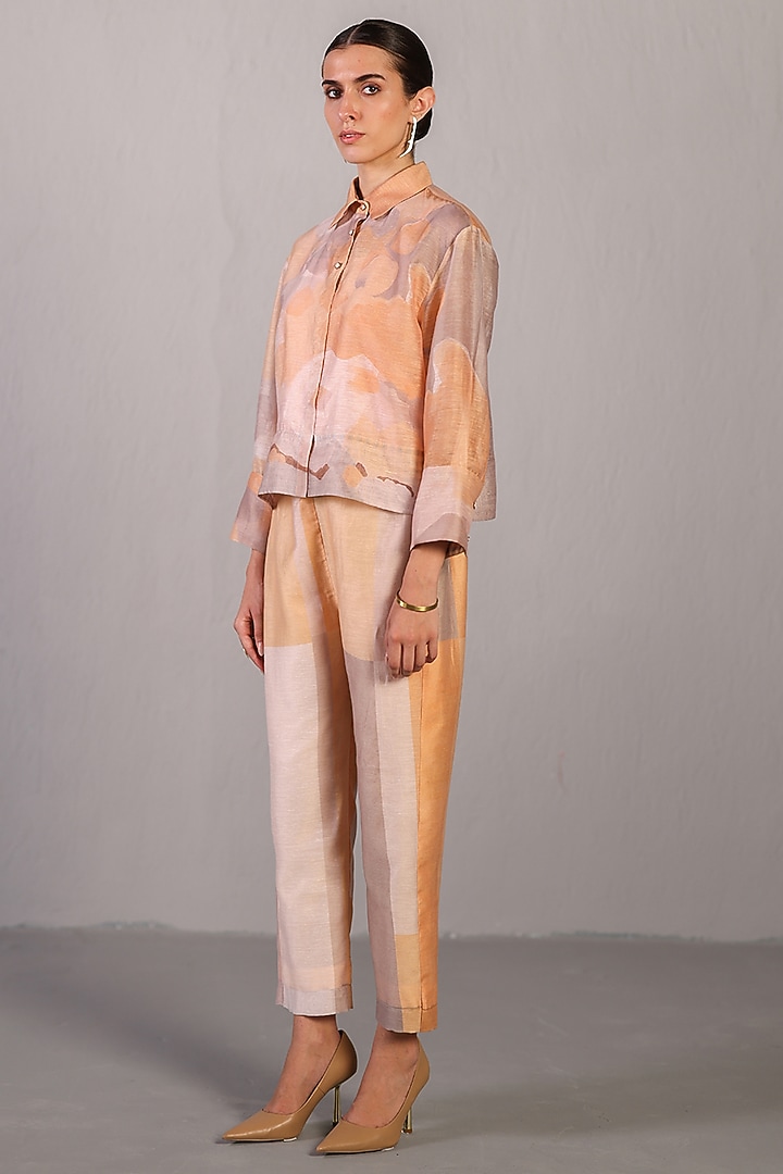 Soft Grey & Orange Linen Silk Co-Ord Set by CLOS at Pernia's Pop Up Shop