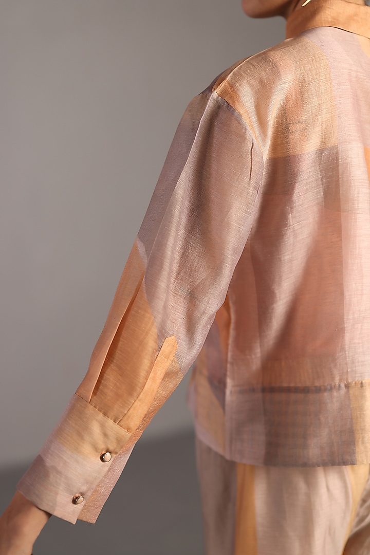 Soft Grey & Orange Linen Silk Co-Ord Set by CLOS at Pernia's Pop Up Shop