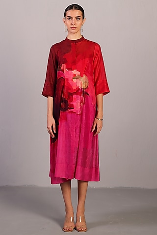 Fuchsia Pink Linen Silk Maxi Dress by CLOS