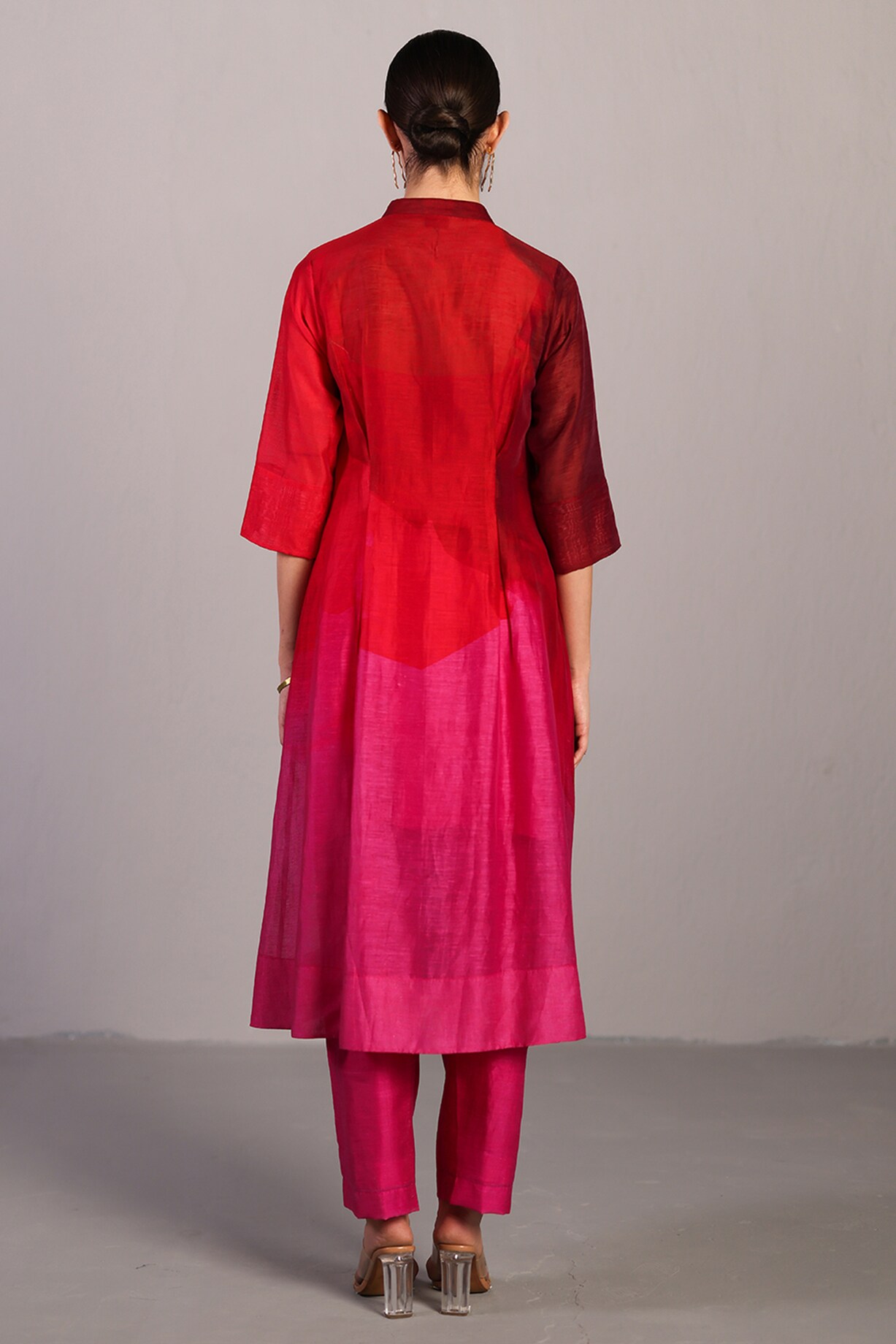 chinese dress ladies Fuchsia Linen Front Button Collared Dress – PinkBlush