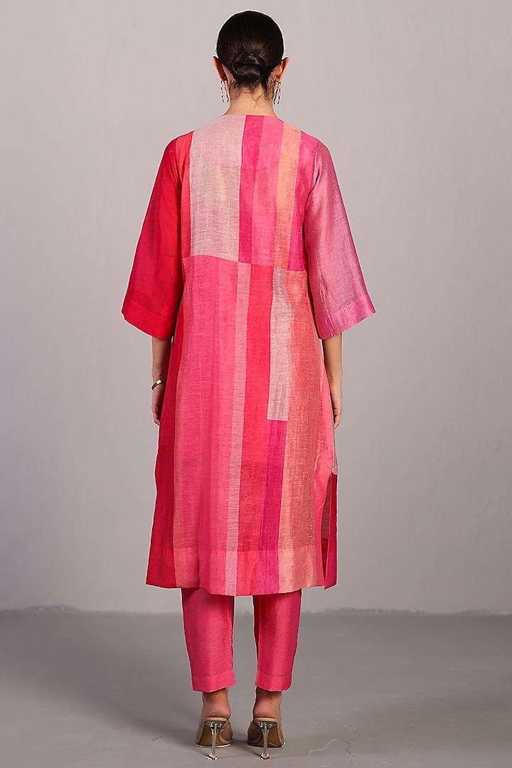 Blush Pink Linen Silk Kurta Set by CLOS at Pernia's Pop Up Shop