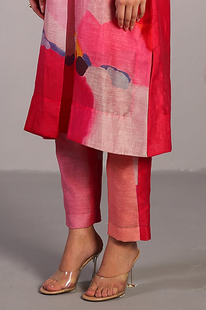 Blush Pink Linen Silk Kurta Set by CLOS at Pernia's Pop Up Shop
