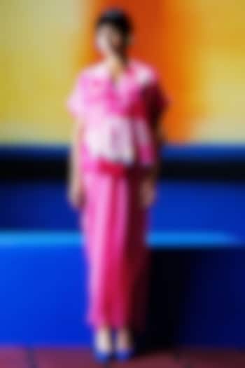 Blush Pink Linen Silk Dhoti Skirt Set by CLOS at Pernia's Pop Up Shop