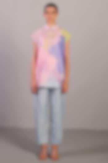 Orchid Pink & Powder Blue Linen Silk Co-Ord Set by CLOS at Pernia's Pop Up Shop