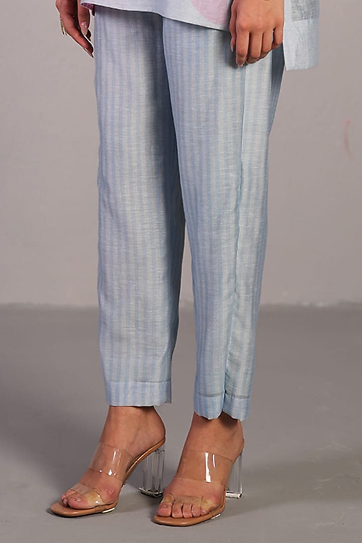 Orchid Pink & Powder Blue Linen Silk Co-Ord Set by CLOS at Pernia's Pop Up Shop
