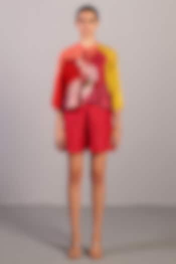 Orange-Red Linen Silk Co-Ord Set by CLOS at Pernia's Pop Up Shop