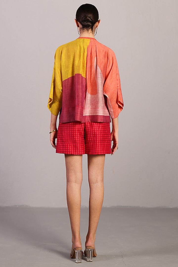 Orange-Red Linen Silk Co-Ord Set by CLOS at Pernia's Pop Up Shop